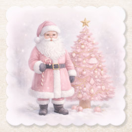 Pastel Pink Christmas Santa  Untersetzer