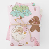 Pastel Pink Christmas Trees Bows Holiday  Geschenkpapier Set (Beispiel)