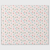 Pastel Pink Christmas Trees Whimsical Holiday Geschenkpapier (Flach)