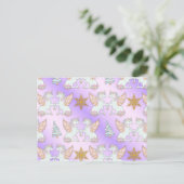 Pastel Pink Christmas Unicorns Postkarte (Stehend Vorderseite)