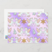 Pastel Pink Christmas Unicorns Postkarte (Vorne/Hinten)