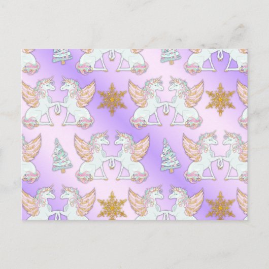 Pastel Pink Christmas Unicorns Postkarte (Vorderseite)