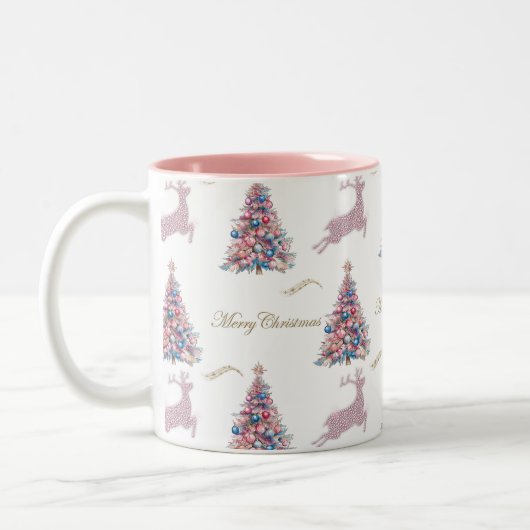 Pastel Pink Christmas Zweifarbige Tasse (Links)