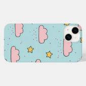 Pastel Pink Cloud and Yellow Star Pattern Case-Mate iPhone Hülle (Rückseite (Horizontal))