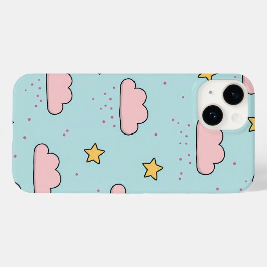 Pastel Pink Cloud and Yellow Star Pattern Case-Mate iPhone Hülle (Rückseite (Horizontal))