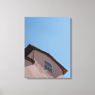 Pastel Pink Colonial Architecture Under a Clear Bl Leinwanddruck