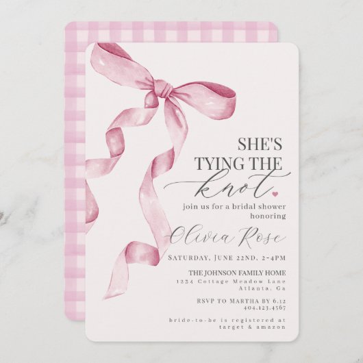 Pastel Pink Coquette Bow Brautparty laden (Vorne/Hinten)