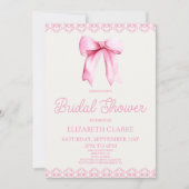 Pastel Pink Coquette Bow Bridal Dusche Einladung (Vorderseite)