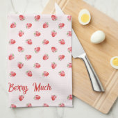 Pastel Pink Coquette Strawberry Personalisiert Geschirrtuch (Viertel Falte)