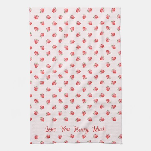 Pastel Pink Coquette Strawberry Personalisiert Geschirrtuch (Vertikal)