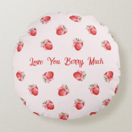 Pastel Pink Coquette Strawberry Personalisiert Rundes Kissen