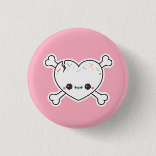Pastel Pink Creepy Niedlich Hefe Skull Button