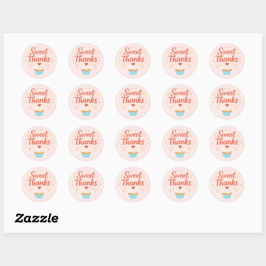 Pastel Pink Cupcake Baking Thank You Sticker (Blatt)