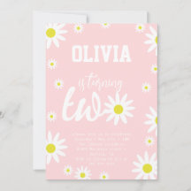 Pastel Pink Daisy 2. Geburtstag Party Boho White