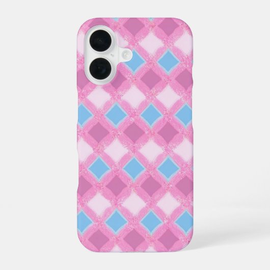 Pastel Pink Diamond Pattern Phone Case iPhone 16 Hülle (Rückseite)