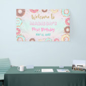 Pastel Pink Donut Geburtstag Aufwachsen Party Hint Banner (Messeveranstaltung)