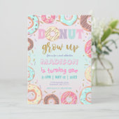 Pastel Pink Donut Geburtstag Donut Erwachsen Party Einladung (Stehend Vorderseite)