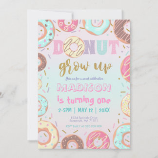 Pastel Pink Donut Geburtstag Donut Erwachsen Party Einladung
