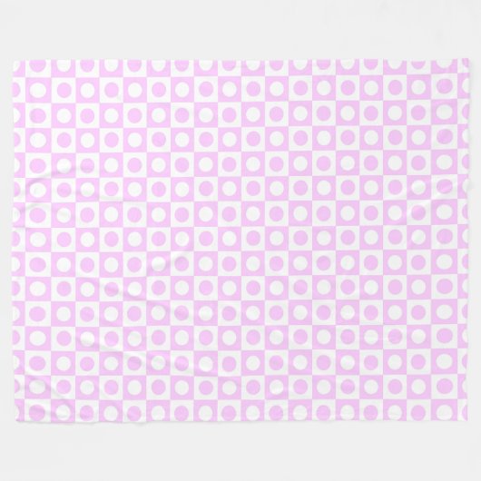 Pastel Pink Dots and Squares Pattern Fleecedecke (Vorderseite (Horizontal))