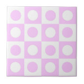 Pastel Pink Dots and Squares Pattern Fliese (Vorderseite)