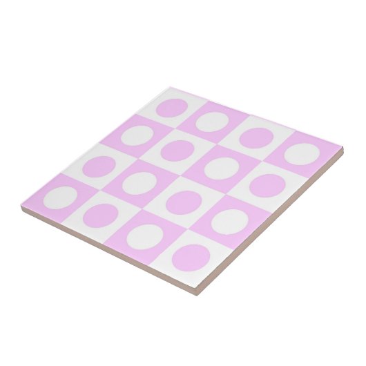 Pastel Pink Dots and Squares Pattern Fliese (Seite)