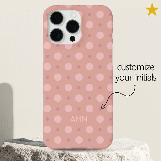 Pastel Pink Dots Pattern Custom Name Initials Case-Mate iPhone Hülle
