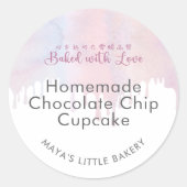 Pastel Pink Dripping Bakery Product Name Runder Aufkleber (Vorderseite)