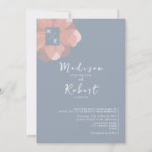 Pastel Pink Dusty Blue Floral Wedding Einladung (Vorderseite)