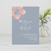 Pastel Pink Dusty Blue Floral Wedding Einladung (Stehend Vorderseite)