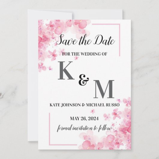 Pastel Pink Einfache Abstrakte Minimal Save The Date (Vorderseite)