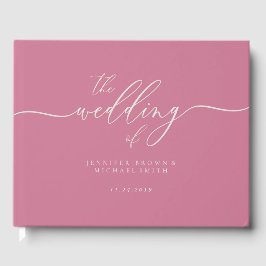 Pastel Pink Elegant Wedding Calligraphy Gästebuch