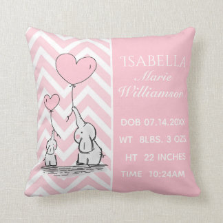 Pastel Pink Elephant Personalisiert Baby Girl Birt Kissen
