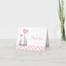 Pastel Pink Elephant Personalisiert Baby Girl Dankeskarte