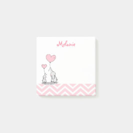 Pastel Pink Elephant Personalisiert Baby Girl Post-it Klebezettel