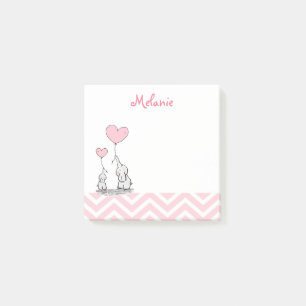 Pastel Pink Elephant Personalisiert Baby Girl Post-it Klebezettel
