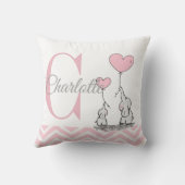Pastel Pink Elephant Personalisiert Girl Pillow Kissen (Rückseite)