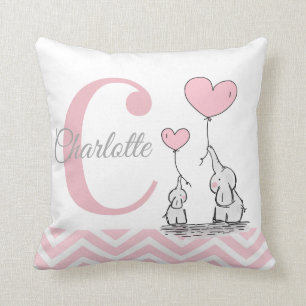 Pastel Pink Elephant Personalisiert Girl Pillow Kissen