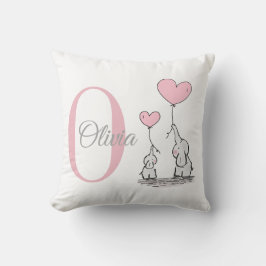 Pastel Pink Elephant Personalisiert Girl Pillow Kissen