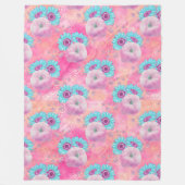 PASTEL PINK FALL PUMPKINS & AQUA SUNFLOWERS FLEECEDECKE (Vorderseite)