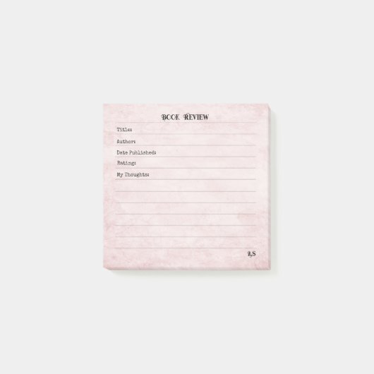 Pastel Pink Feminine Simple Modern Monogram Post-it Klebezettel (Vorderseite)