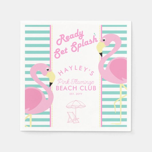 Pastel Pink Flamingo Pool Party Serviette (Vorderseite)