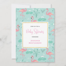 Pastel Pink Flamingos auf Green Pattern Baby Dusch