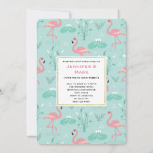 Pastel Pink Flamingos auf grüner Patternhochzeit