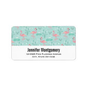 Pastel Pink Flamingos Green Pattern Adresse Adressaufkleber (Vorne)