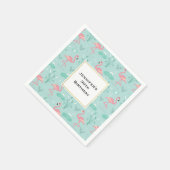 Pastel Pink Flamingos Green Pattern Geburtstag Serviette (Ecke)