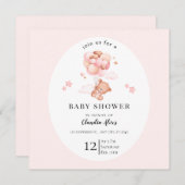 Pastel Pink Floral Baby Duschkarte (Vorne/Hinten)