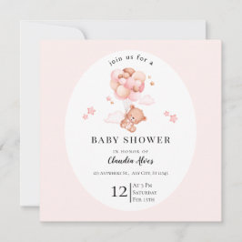 Pastel Pink Floral Baby Duschkarte