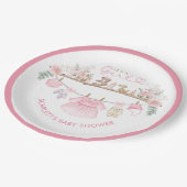Pastel Pink Floral Baby Kleidung Boho Kinderzimmer Pappteller (Schrägansicht)