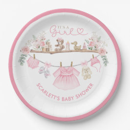 Pastel Pink Floral Baby Kleidung Boho Kinderzimmer Pappteller