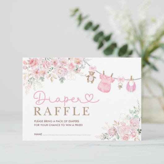 Pastel Pink Floral Baby Kleidung Windeln Windeln R Begleitkarte (Stehend Vorderseite)